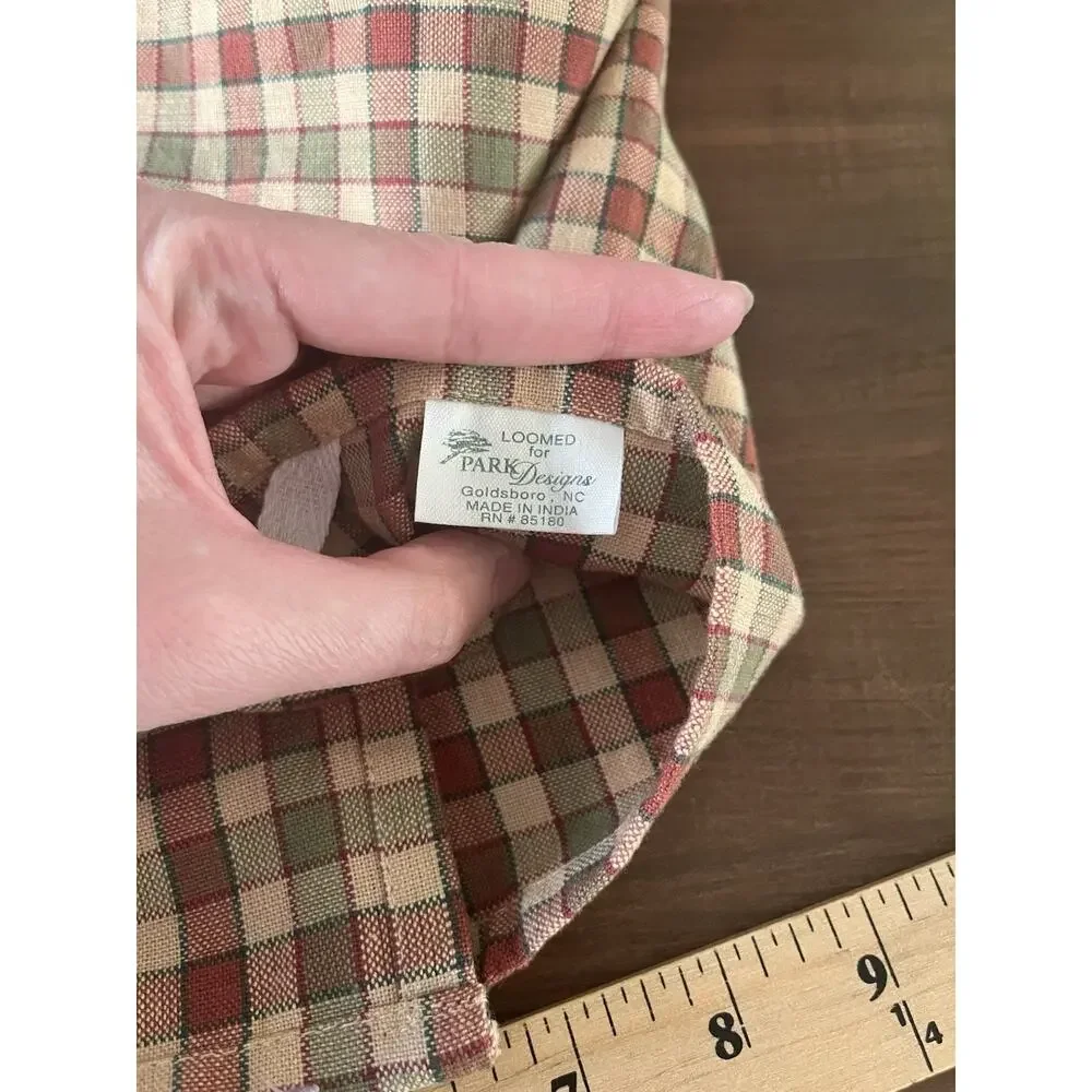 Vtg Hand Tea Towel Plaid Checkered Christmas Patchwork Handmade Reindeer